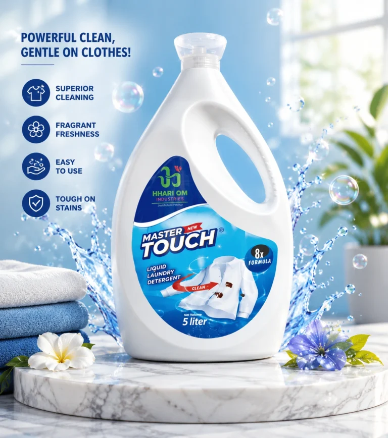 Master Touch Liquid Laundry Detergent 5 Litre by Hari Om Industries with 8X Cleaning Formula for deep cleaning, stain removal, and fabric care