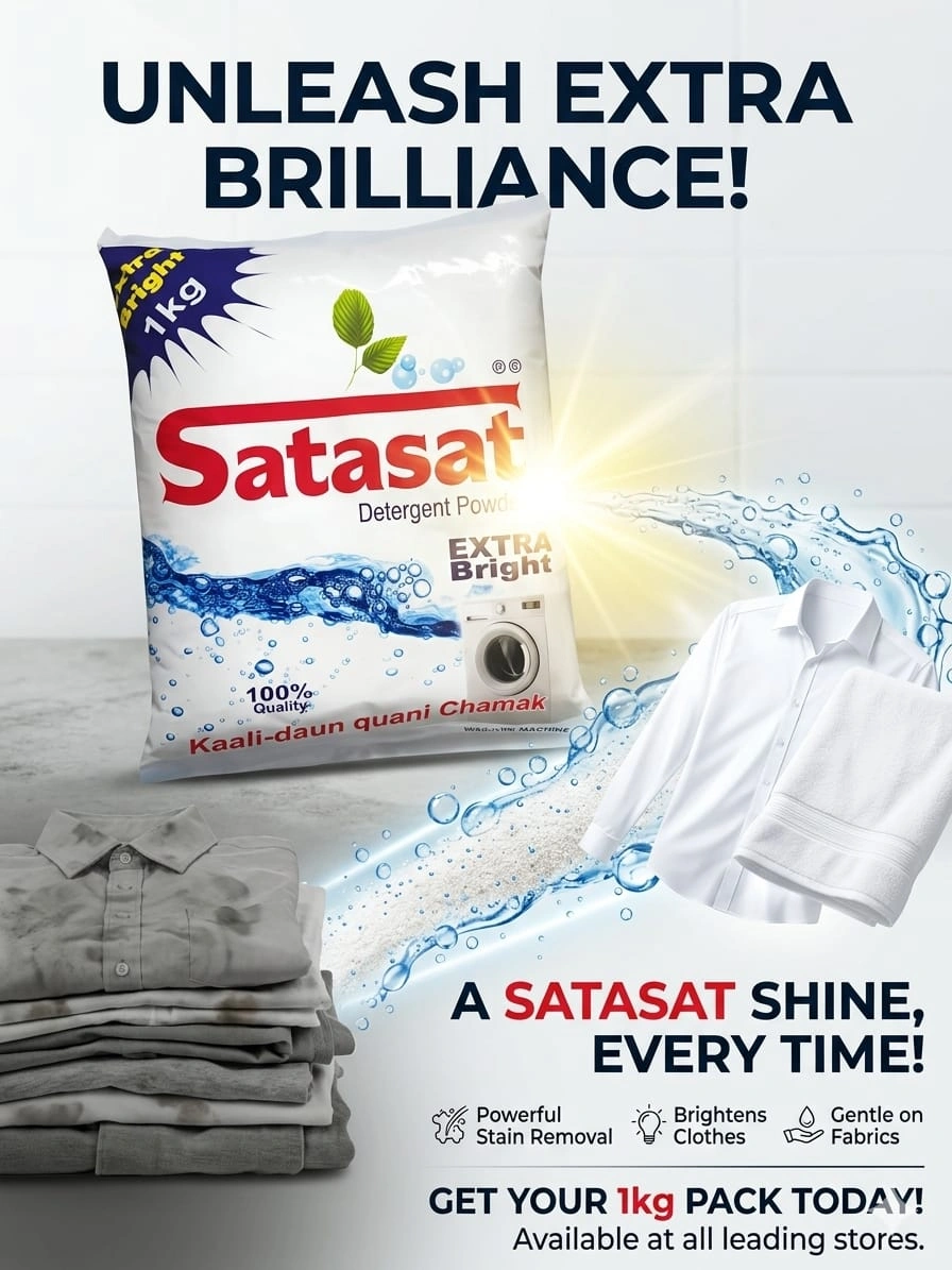 Satasat Detergent Powder 1 kg Satasat Detergent Powder 1 kg extra bright cleaning