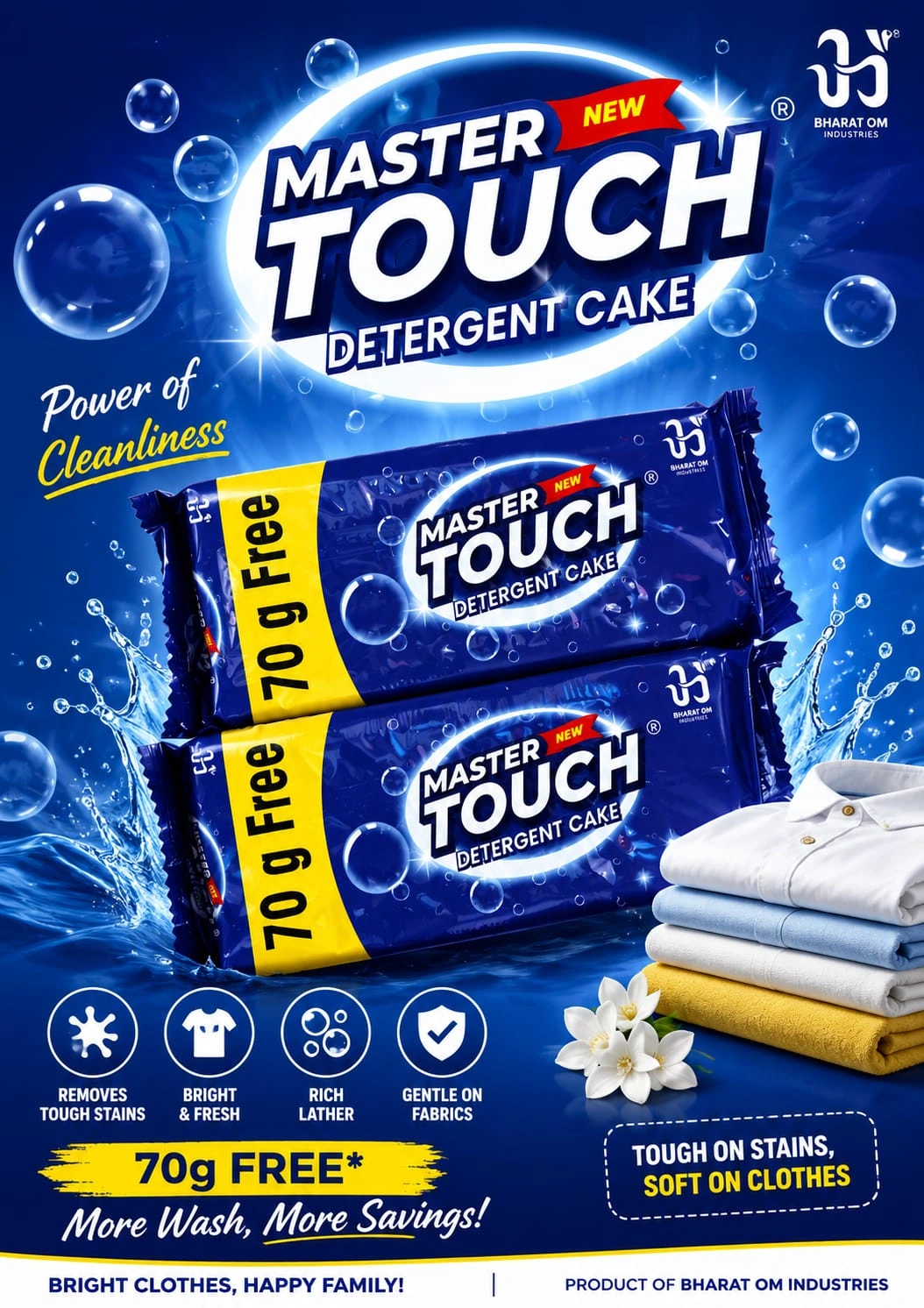 Master Touch Detergent Cake with 70g Free pack for powerful laundry cleaning and stain removal Master Touch Detergent Cake with 70g Free pack for powerful laundry cleaning and stain removal