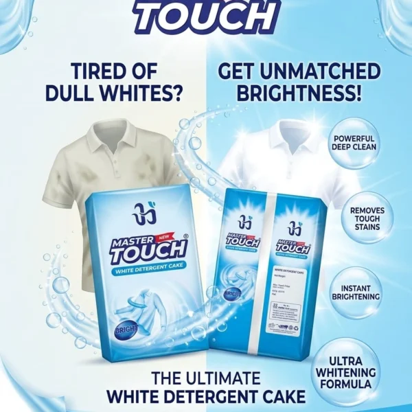 Master Touch White Detergent Cake for deep cleaning and brighter white clothes